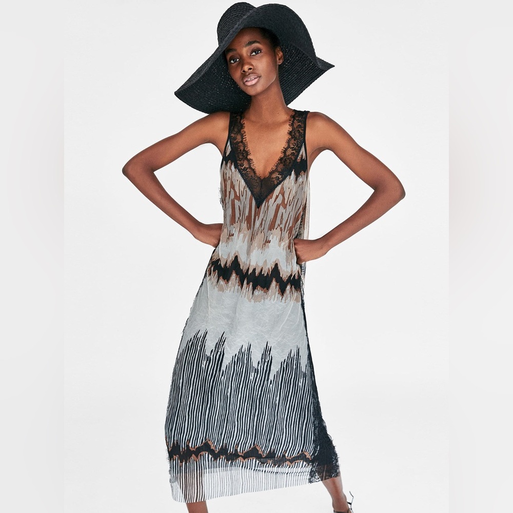 Zara Black and Brown Lace dress